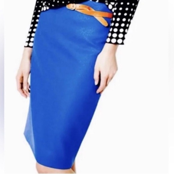 J. Crew Royal Blue Wool Straight Pencil Skirt Knee Length Size 4 Small NWT - Picture 3 of 11